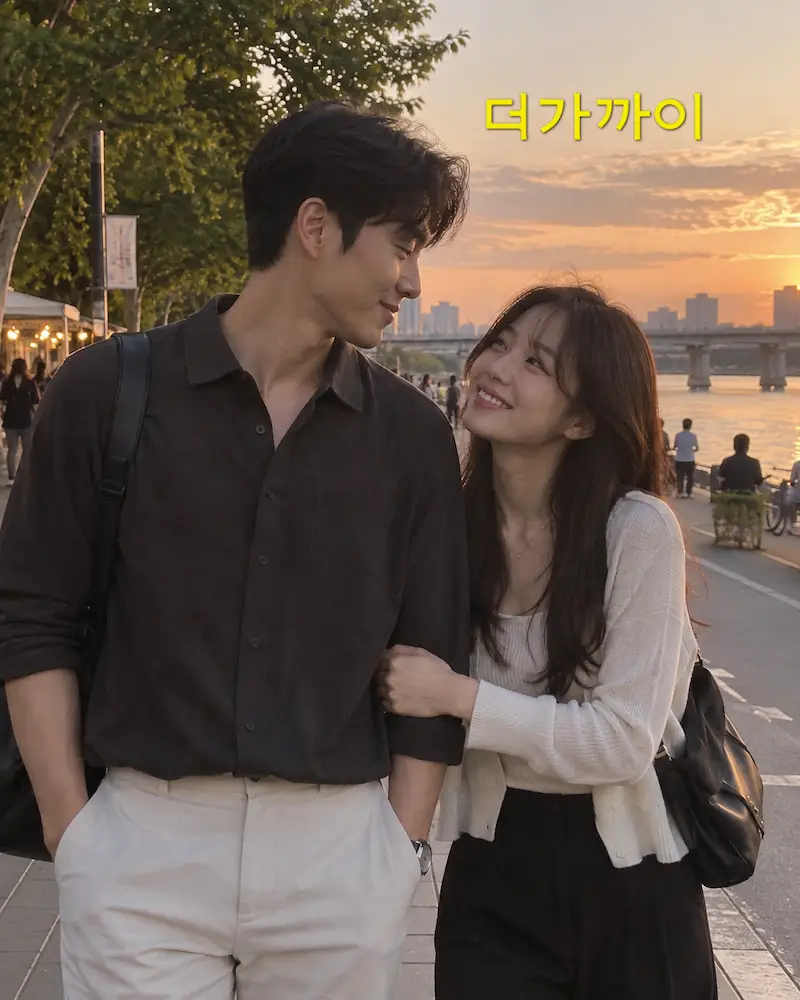 한강을 걷는 남녀의 다정한 모습. 직장인소개팅